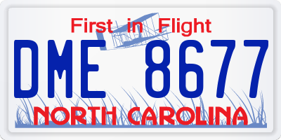 NC license plate DME8677