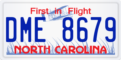 NC license plate DME8679