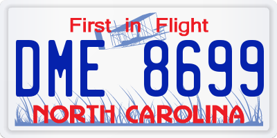 NC license plate DME8699
