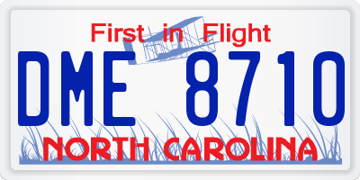 NC license plate DME8710