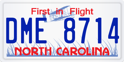 NC license plate DME8714