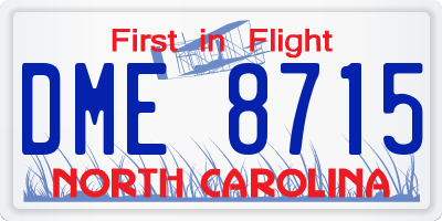 NC license plate DME8715