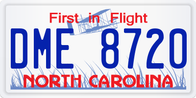 NC license plate DME8720
