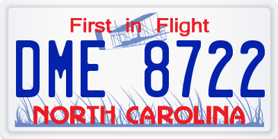 NC license plate DME8722