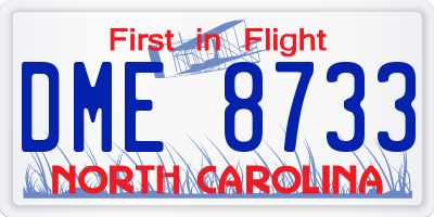 NC license plate DME8733