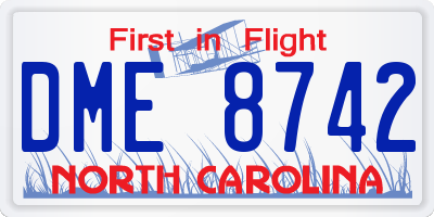 NC license plate DME8742