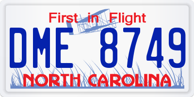 NC license plate DME8749