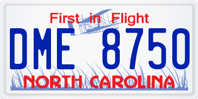 NC license plate DME8750