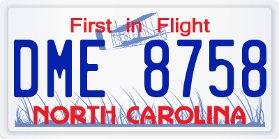 NC license plate DME8758