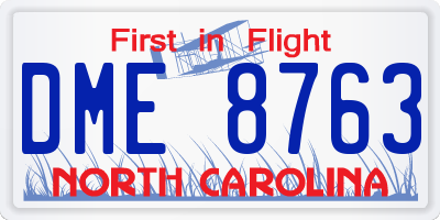 NC license plate DME8763