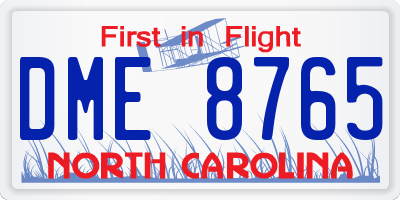 NC license plate DME8765