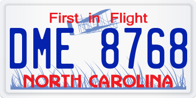 NC license plate DME8768