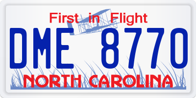 NC license plate DME8770