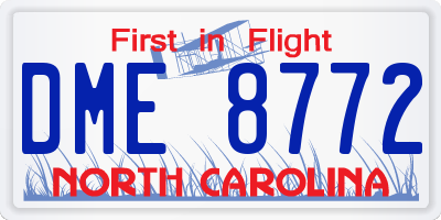 NC license plate DME8772