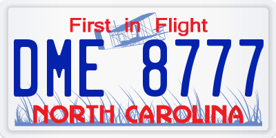 NC license plate DME8777