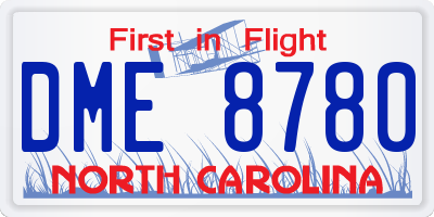 NC license plate DME8780