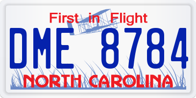 NC license plate DME8784