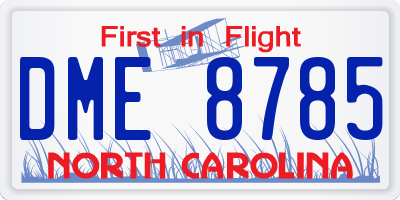 NC license plate DME8785