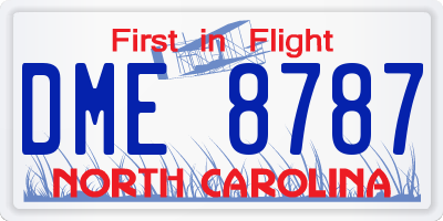 NC license plate DME8787