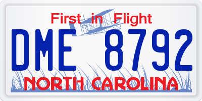 NC license plate DME8792