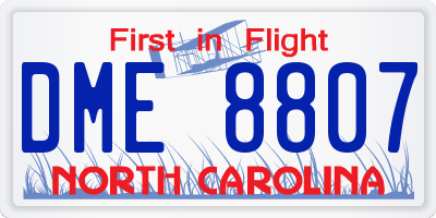 NC license plate DME8807