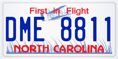 NC license plate DME8811