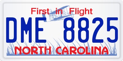 NC license plate DME8825