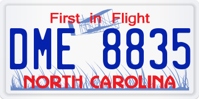 NC license plate DME8835
