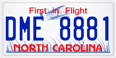 NC license plate DME8881