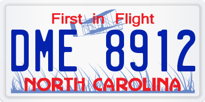 NC license plate DME8912