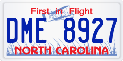 NC license plate DME8927