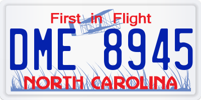 NC license plate DME8945