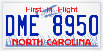 NC license plate DME8950