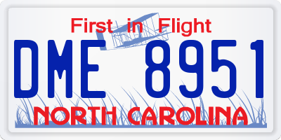 NC license plate DME8951