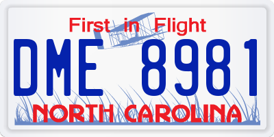 NC license plate DME8981