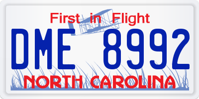 NC license plate DME8992