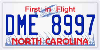NC license plate DME8997