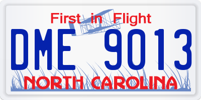 NC license plate DME9013