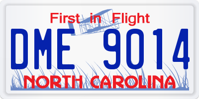 NC license plate DME9014