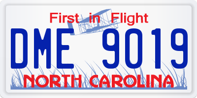 NC license plate DME9019