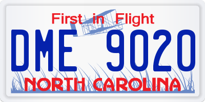 NC license plate DME9020