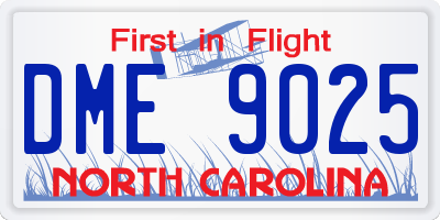 NC license plate DME9025