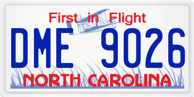 NC license plate DME9026