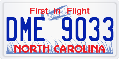 NC license plate DME9033