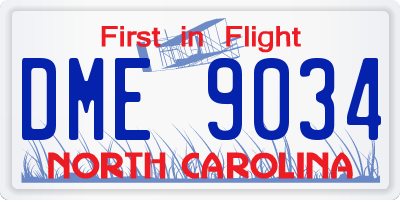 NC license plate DME9034