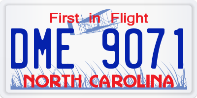 NC license plate DME9071