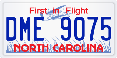 NC license plate DME9075