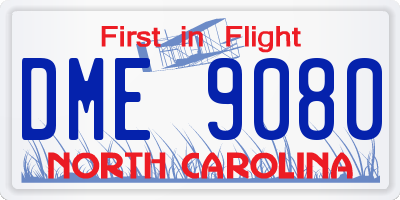 NC license plate DME9080