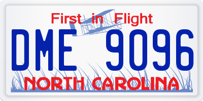 NC license plate DME9096