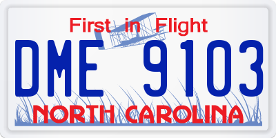 NC license plate DME9103